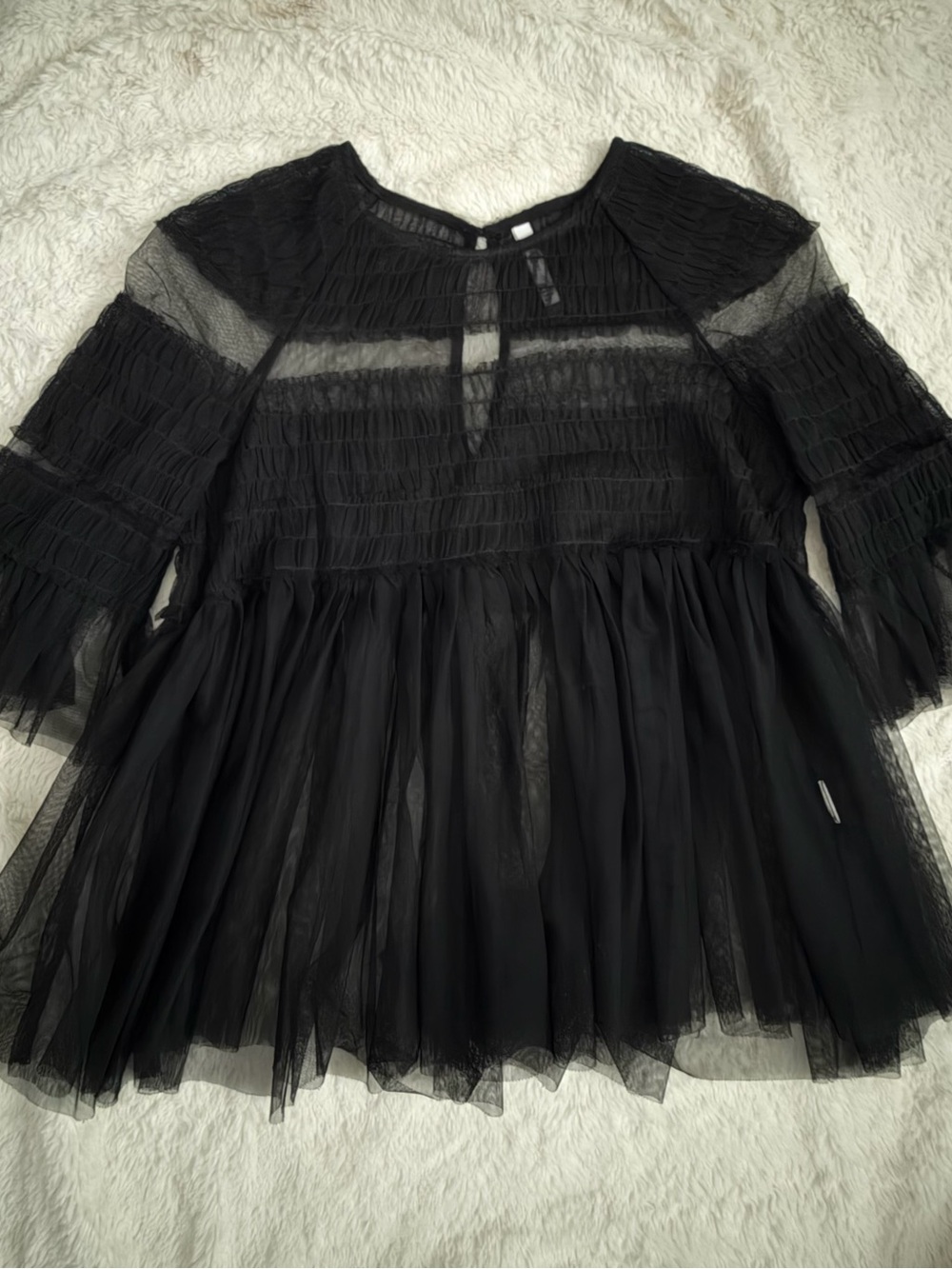 ZARA Black Tulle Sheer Top